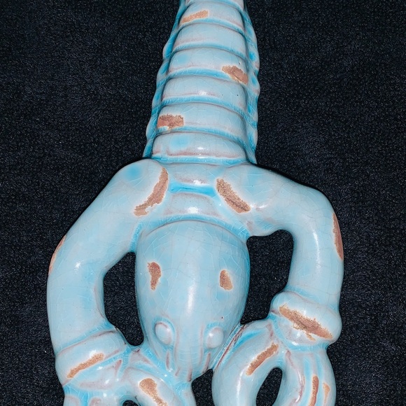 Lobster Mud Pi Spoon Rest Plate Ceramc Blue Brown - Picture 2 of 8